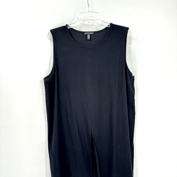 EILEEN FISHER shirt top tank tunic sleeveless knit stretch lightweight black XL - Picture 3 of 7